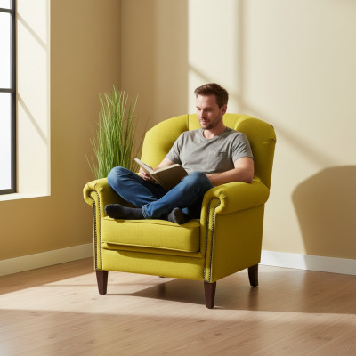 Iwwersessel Sëtz Fernseesstull Gepolstert Sofa 1-Sëtz Relax Chesterfield