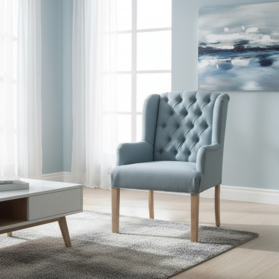 Blo Chesterfield-Stull Hotelausstattung Schéier gepolsterten Sëtz Stull Fauteuil