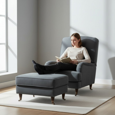 Sessel Club Lounge Designer Deko Stull Polstersofa 1 Sëtzer Relax Fernseher