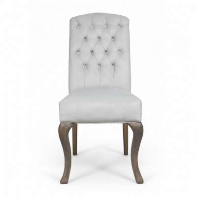 Grou Chesterfield x6 Lehnstull Designer Holzféiss Luxuriéist 6-er Set