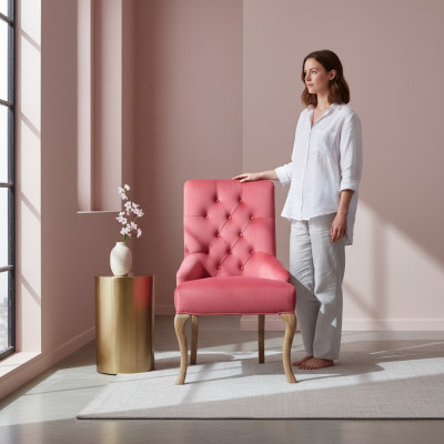 Roude Chesterfield Designer Stull Luxus Liederstull Barstillen Polster Sëtzer