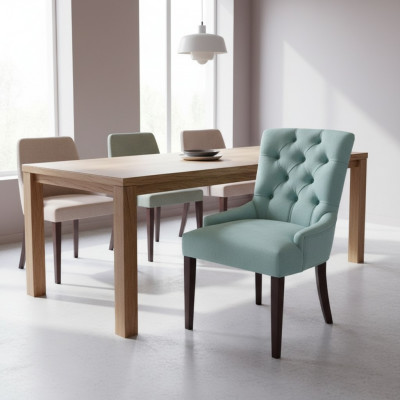 Hellblo Chesterfield Stullset Modern Iesszëmmer Still Iesszëmmer 8-er Stull-Set