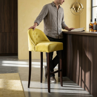 Barhocker Barstall Samett Stoff Design Barstillen Bar Hocker Set vu 4 Comptoir