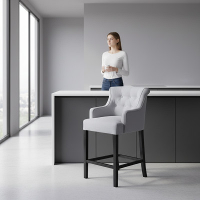 Grouss Barhocker Barstull Designer Stoff Design Loungestill Set vun 8.