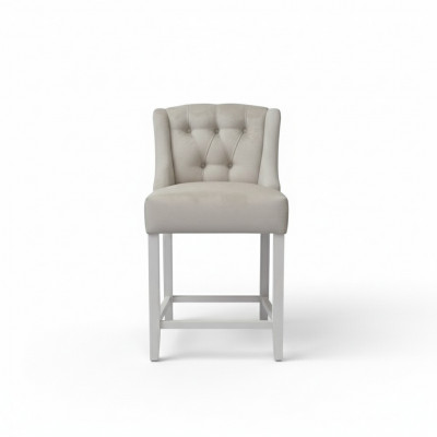 Hellgroue Chesterfield Barhocker Designer Sëtzstull Luxuséisen Einsëtzegen