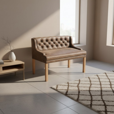Chesterfield Bank Textil Sëtz Bänke Restaurant Stoff Buttek Canapé Lieder