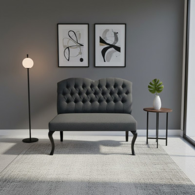 Chesterfield Bank Textil Sëtz Bänk Deko Restaurant Stoff Buttek Sofa Lieder