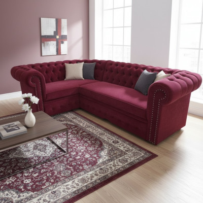 Eck-Couch Chesterfield Polstersofa Eck-Garnitur Samtpolstersëtz Eck-Sofas