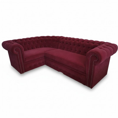 Eck-Couch Chesterfield Polstersofa Eck-Garnitur Samtpolstersëtz Eck-Sofas