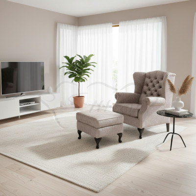 Hocker Beige Designer Luxus Hocker Polster Sëtz Textil Relax Niewestull Sofa