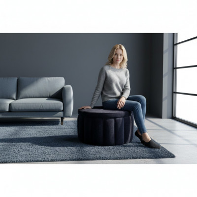 Pouf Ronn Chesterfield Fousshocker Polsterhocker Sëtzocker