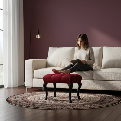 Hocker Roma Designer Luxus Hocker Polstersëtz Textil Relax Niewesofa Nei