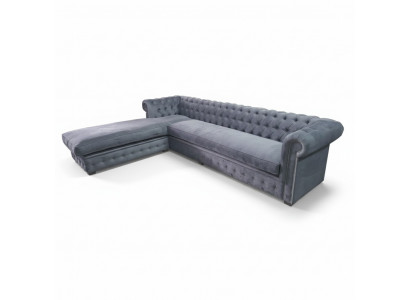 Chesterfield Stoff Ecksëtz Länner Textil Sofa Couch Couch Eckgarnitur