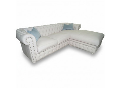 Sofa Samt Ecksofa Chesterfield Textil Stoff Eckcouch Polstersofa Eckgarnitur