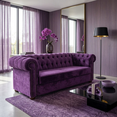 Sofa 3 Sëtzer Chesterfield Couch Schlofssofabettfunktioun Couchen Sofae Stoff Nei