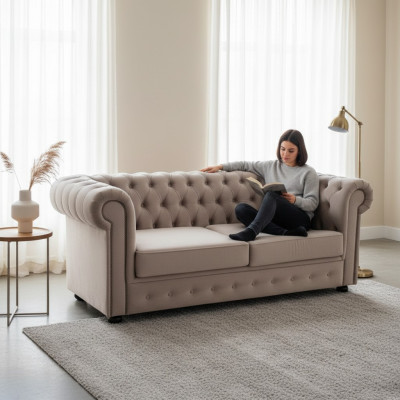 Canapé 2-Sëtzer Couch Polster Canapé Textil Couchen Garnitur Zweisëtzer Chesterfield