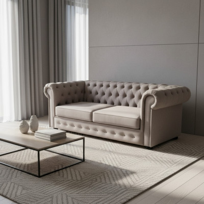 Canapé 2-Sëtzer Couch Polster Canapé Textil Couchen Garnitur Zweisëtzer Chesterfield