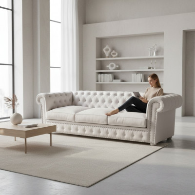 Chesterfield Dräisëtzer Couche Polster Sofa Design Lieder Sofas Couchen 3 Sëtzer