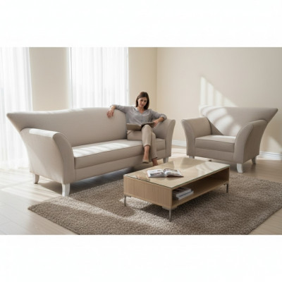 Sofa 3-Sëtzer + 1 Sëtzer Sofagarnitur Polster Designer Couche Sofa Garnitur