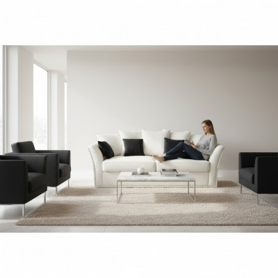 Klassesch Design Canapé Polster Sofa Drësëtzeger Stoff Canapéë Sofas 3 Sëtzeger