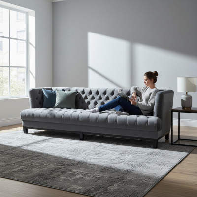Klassesch Design Canapé Polster Sofa Dräisitzege Stoff Canapéen 3 Sëtzer Sofae
