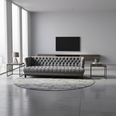 Klassesch Design Canapé Polster Sofa Dräisitzege Stoff Canapéen 3 Sëtzer Sofae