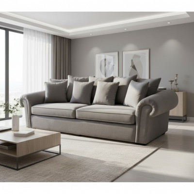 Sofa 3 Sëtzer Chesterfield Polster Klassesch Sofae Dräisëtzer Stoff Couchen