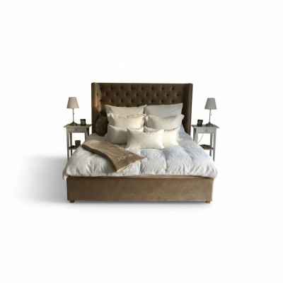 Chesterfield Bett Polster Duebel Hotel Better Schlofzëmmer 140x200cm Braun Nei