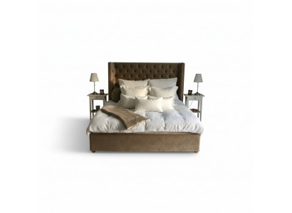 Chesterfield Bett Polster Duebel Hotel Better Schlofzëmmer 140x200cm Braun Nei