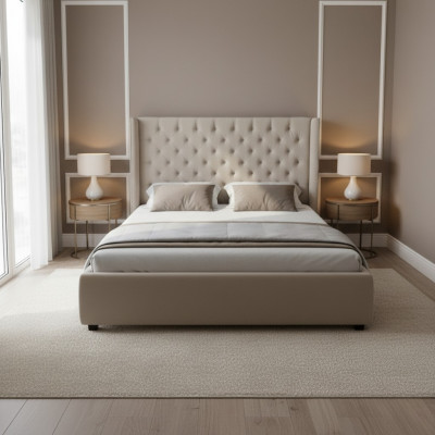 Chesterfield Bett Polster Duebel Hotel Deko Better Schlofzëmmer 180x200cm