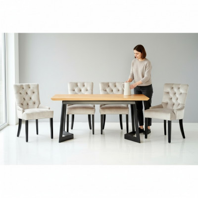 Design Iesszëmmer Dësch + 4 Chesterfield Lehnstill Sëtz Grupp Stiller