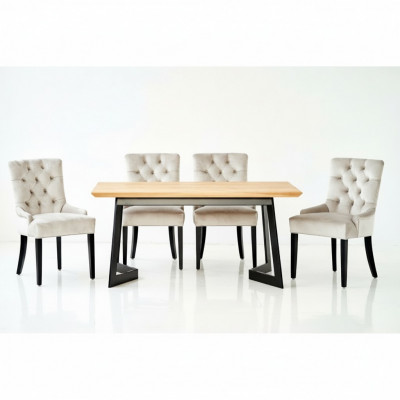 Design Iesszëmmer Dësch + 4 Chesterfield Lehnstill Sëtz Grupp Stiller