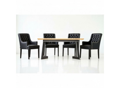 Designer Iesszëmmer Dësch 4 Chesterfield Lehnstill Sëtz Grupp Stiller