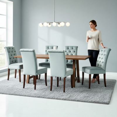 Design Iesszëmmer Dësch 4 Chesterfield Lehnstill Iesszëmmer 5tlg. Garnitur