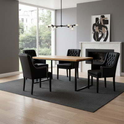 Iesszëmmer Dësch + 4 Chesterfield Still Luxus Iesszëmmer Grupp 5tlg. Set