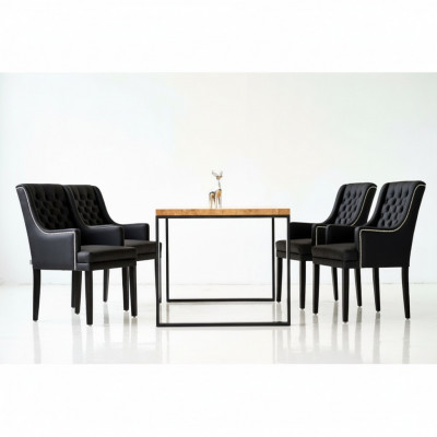 Iesszëmmer Dësch + 4 Chesterfield Still Luxus Iesszëmmer Grupp 5tlg. Set