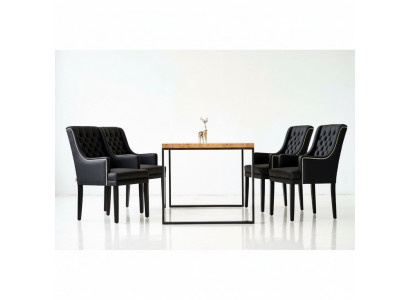 Iesszëmmer Dësch + 4 Chesterfield Still Luxus Iesszëmmer Grupp 5tlg. Set