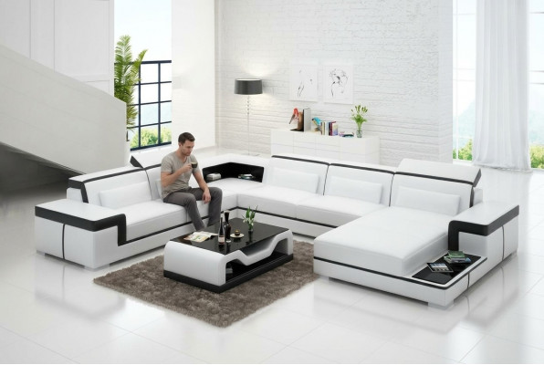 Eckcouch Wunnlandschaft Canapé U-Form Polstersofa Lieder Design Beliicht Couch