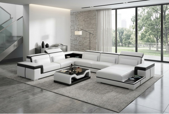Eckcouch Wunnlandschaft Canapé U-Form Polstersofa Lieder Design Beliicht Couch