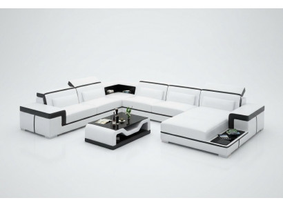 Eckcouch Wunnlandschaft Canapé U-Form Polstersofa Lieder Design Beliicht Couch
