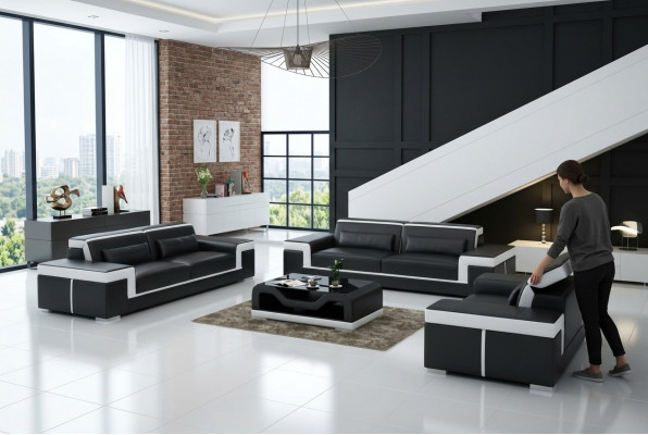 Soffagarnitur Couch Polster Canapé 3+1+1 Komplett Set Garnituren 3tlg.