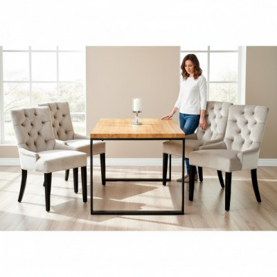Brongen rechteckegen Iesszëmmer Dësch Modern Wäiss x6 Chesterfield Still
