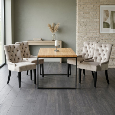 Brongen rechteckegen Iesszëmmer Dësch Modern Wäiss x6 Chesterfield Still