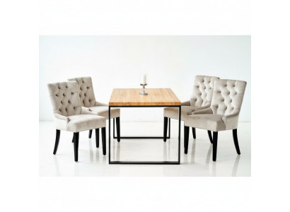 Brongen rechteckegen Iesszëmmer Dësch Modern Wäiss x6 Chesterfield Still