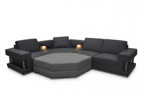 Wunnzëmmer Textil Eckcouch Polster Couch Garnitur Eckgarnitur Sofa Couchen + USB