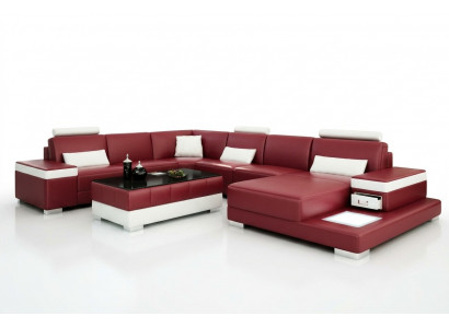 Ledercouch Couch Wunnlandschaft Eckcouch Garnitur Design Modern Nei Sofa Luucht USB