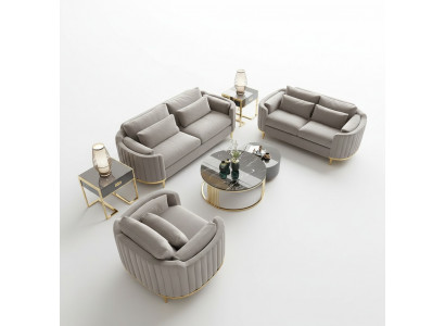 Luxus Edelstahl Samt Couch Polster Sitz 3+2+1 Set Garnitur Sofa Neu Wohnzimmer