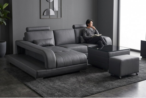 XXL Couch Lieder Wunnlandschaft Garnitur Design Modern Sofa L-Form mat USB Dësch