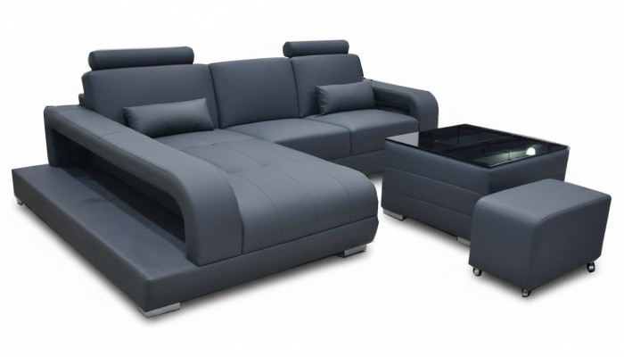 XXL Couch Lieder Wunnlandschaft Garnitur Design Modern Sofa L-Form mat USB Dësch