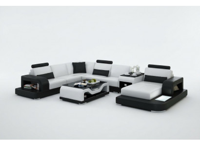 Ledercouch Couch Wunnlandschaft Ecksofa Eck Garnitur Design Modern Sofa mat USB